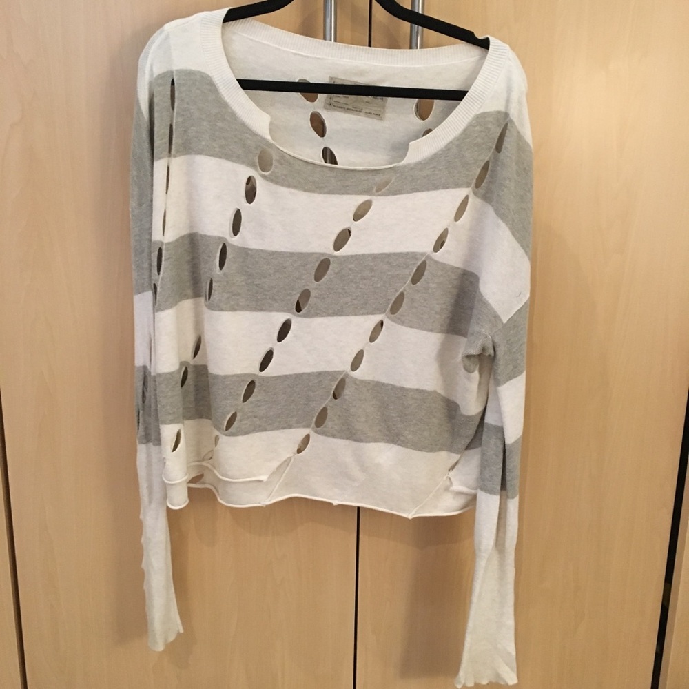 AllSaints stripe sweater with cut out detail
